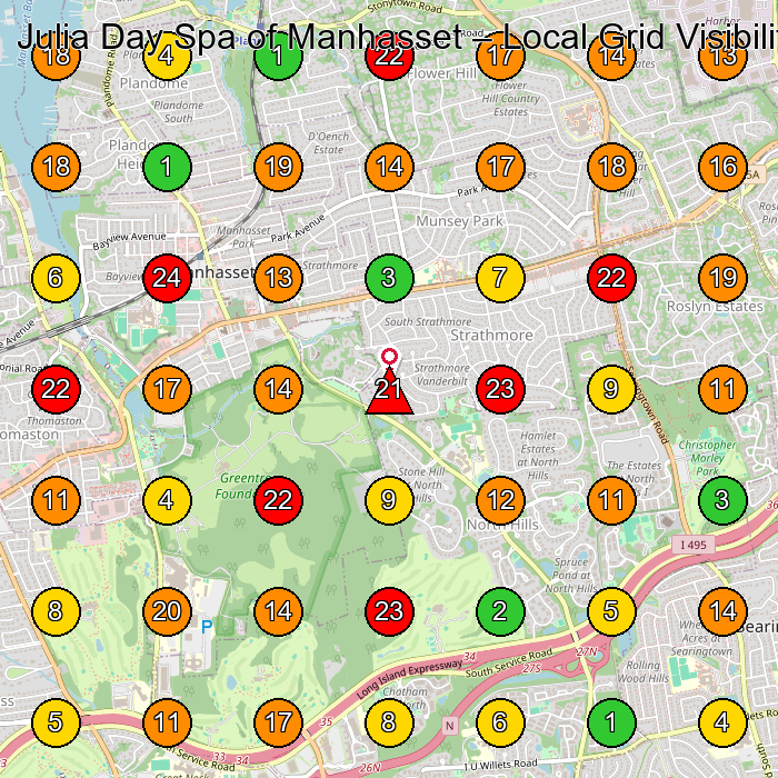 Julia Day Spa of Manhasset Day Spa GeoGrid ranking map for Manhasset NY